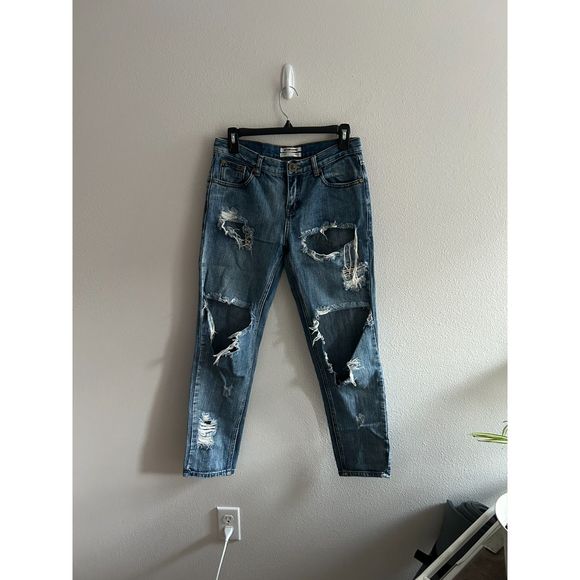 One Teaspoon Awesome Baggies Low Waist Medium Rise Relaxed Fit Rolled Cuff 24 - Picture 1 of 7